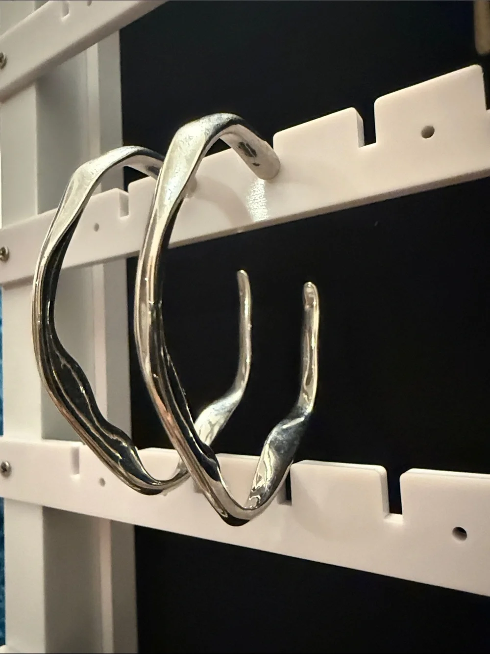 Silver Wavy Hoop Earrings - Women Accessories